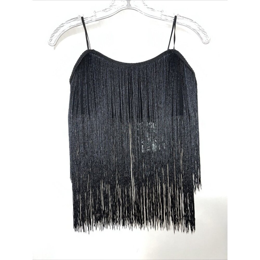 Sincerely Jules Women's Medium Crop Top Fringe Flapper GoGo Disco Showgirl